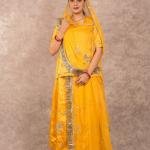 Mango Yellow Aari Sequins Work Rajputi Poshak | Zari Work on Bamber Satin | Jaipurio Designer Collection